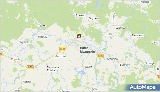 mapa Banie Mazurskie, Banie Mazurskie na mapie Targeo