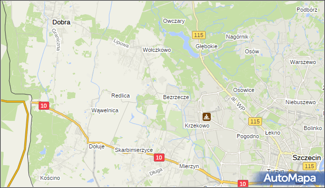 mapa Bezrzecze, Bezrzecze na mapie Targeo