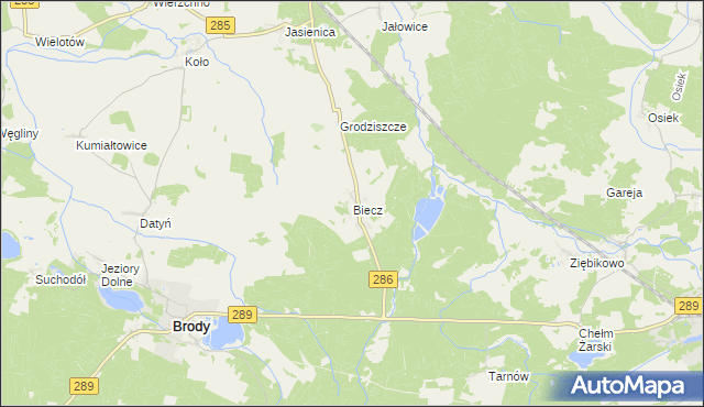 mapa Biecz gmina Brody, Biecz gmina Brody na mapie Targeo