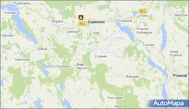 mapa Cisówek gmina Dubeninki, Cisówek gmina Dubeninki na mapie Targeo