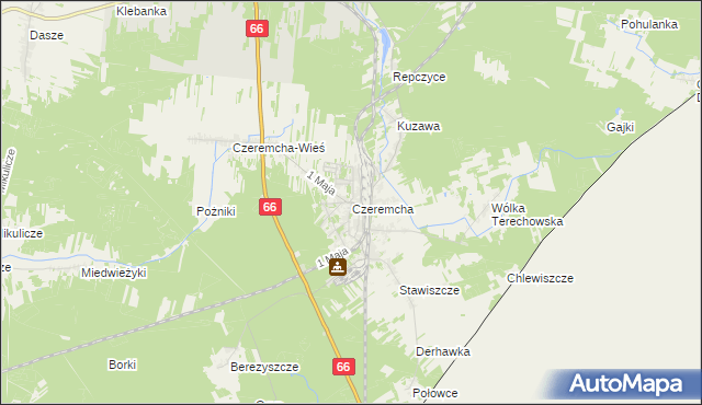 mapa Czeremcha powiat hajnowski, Czeremcha powiat hajnowski na mapie Targeo