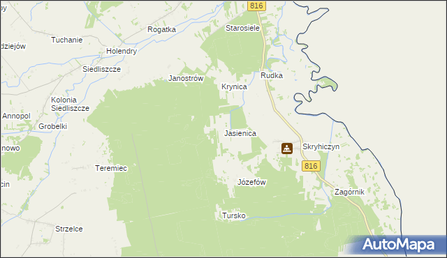 mapa Jasienica gmina Dubienka, Jasienica gmina Dubienka na mapie Targeo