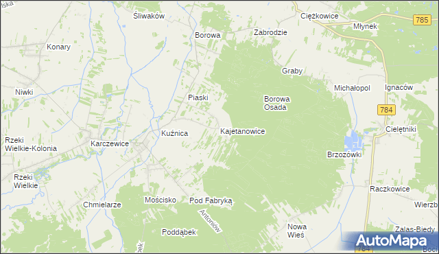 mapa Kajetanowice, Kajetanowice na mapie Targeo