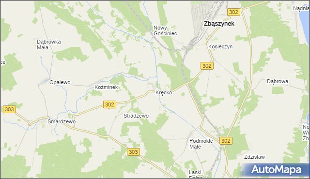 mapa Kręcko, Kręcko na mapie Targeo