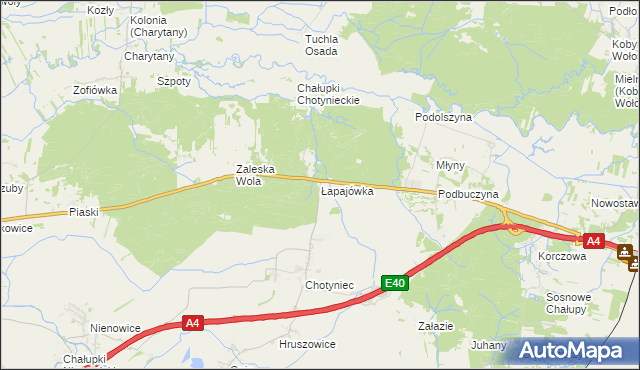 mapa Łapajówka gmina Radymno, Łapajówka gmina Radymno na mapie Targeo