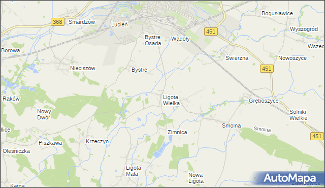 mapa Ligota Wielka gmina Oleśnica, Ligota Wielka gmina Oleśnica na mapie Targeo