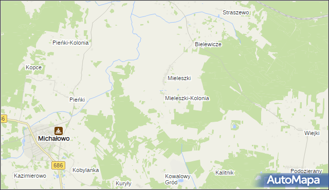 mapa Mieleszki-Kolonia, Mieleszki-Kolonia na mapie Targeo