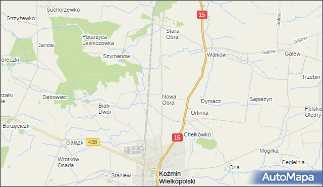 mapa Nowa Obra gmina Koźmin Wielkopolski, Nowa Obra gmina Koźmin Wielkopolski na mapie Targeo
