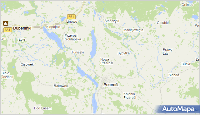 mapa Nowa Przerośl, Nowa Przerośl na mapie Targeo