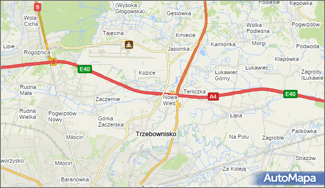 mapa Nowa Wieś gmina Trzebownisko, Nowa Wieś gmina Trzebownisko na mapie Targeo