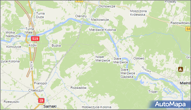 mapa Nowe Mierzwice, Nowe Mierzwice na mapie Targeo