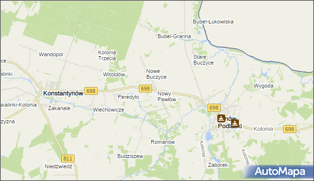 mapa Nowy Pawłów, Nowy Pawłów na mapie Targeo