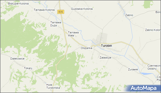 mapa Olszanka gmina Turobin, Olszanka gmina Turobin na mapie Targeo