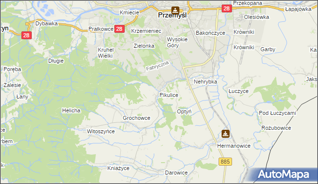 mapa Pikulice, Pikulice na mapie Targeo