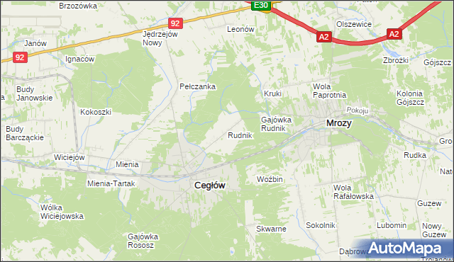 mapa Rudnik gmina Cegłów, Rudnik gmina Cegłów na mapie Targeo