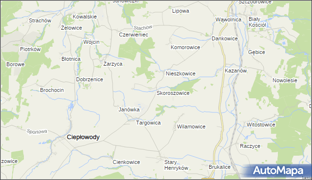 mapa Skoroszowice, Skoroszowice na mapie Targeo