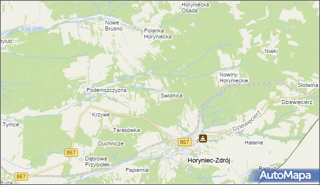 mapa Świdnica gmina Horyniec-Zdrój, Świdnica gmina Horyniec-Zdrój na mapie Targeo