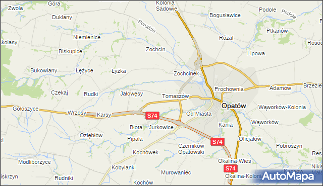 mapa Tomaszów gmina Opatów, Tomaszów gmina Opatów na mapie Targeo