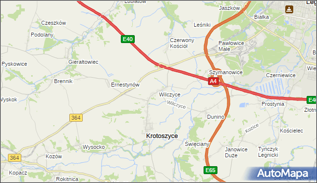 mapa Wilczyce gmina Krotoszyce, Wilczyce gmina Krotoszyce na mapie Targeo