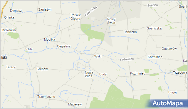 mapa Wyki, Wyki na mapie Targeo