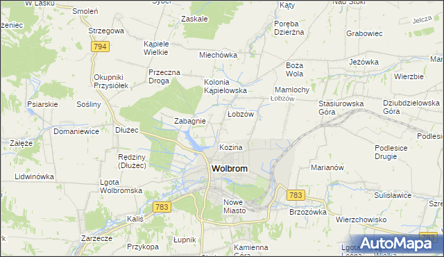 mapa Wymysłów gmina Wolbrom, Wymysłów gmina Wolbrom na mapie Targeo