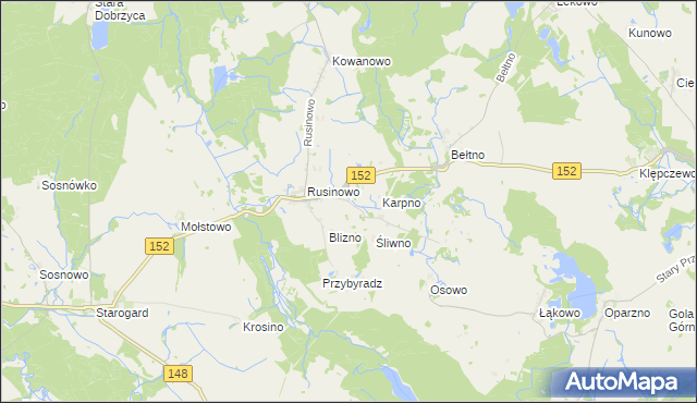 mapa Bedlno gmina Świdwin, Bedlno gmina Świdwin na mapie Targeo