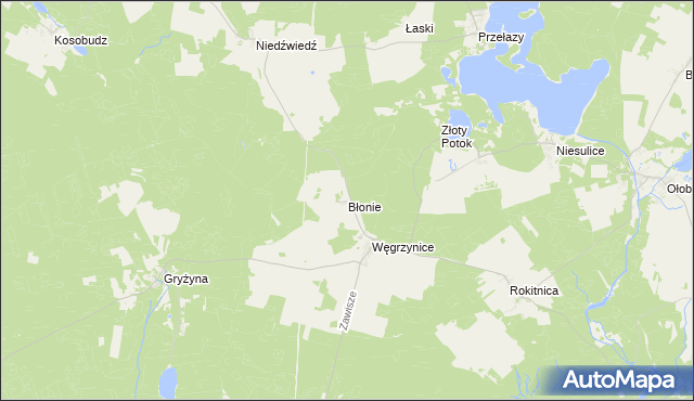 mapa Błonie gmina Skąpe, Błonie gmina Skąpe na mapie Targeo