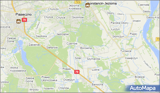 mapa Borowina gmina Konstancin-Jeziorna, Borowina gmina Konstancin-Jeziorna na mapie Targeo