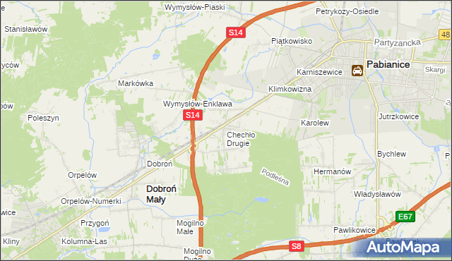 mapa Chechło Drugie, Chechło Drugie na mapie Targeo