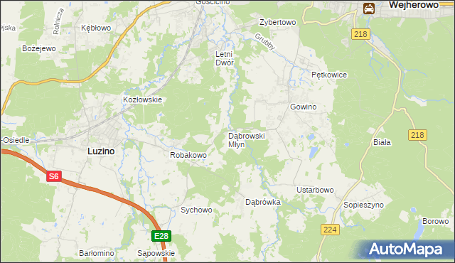 mapa Dąbrowski Młyn, Dąbrowski Młyn na mapie Targeo