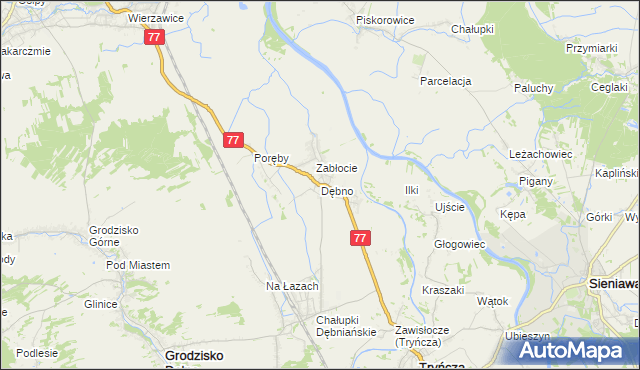 mapa Dębno gmina Leżajsk, Dębno gmina Leżajsk na mapie Targeo