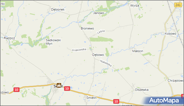mapa Dębowo gmina Sadki, Dębowo gmina Sadki na mapie Targeo