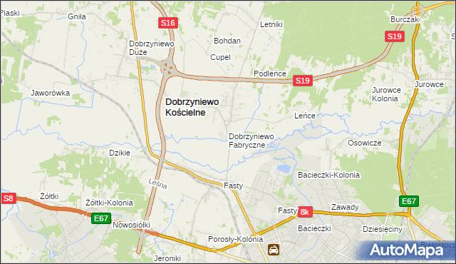 mapa Dobrzyniewo Fabryczne, Dobrzyniewo Fabryczne na mapie Targeo