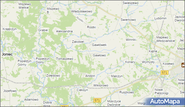 mapa Gawłowo, Gawłowo na mapie Targeo