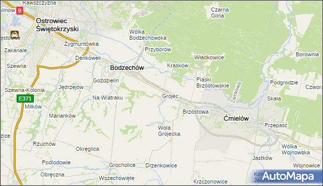 mapa Grójec gmina Ćmielów, Grójec gmina Ćmielów na mapie Targeo