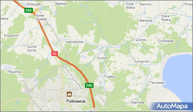 mapa Guzice, Guzice na mapie Targeo