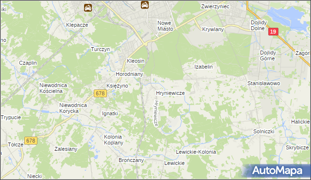 mapa Hryniewicze, Hryniewicze na mapie Targeo