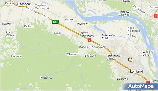 mapa Izabelin-Dziekanówek, Izabelin-Dziekanówek na mapie Targeo