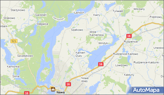 mapa Kamień Mały gmina Iława, Kamień Mały gmina Iława na mapie Targeo