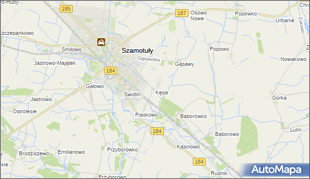 mapa Kępa gmina Szamotuły, Kępa gmina Szamotuły na mapie Targeo