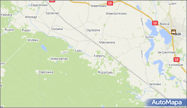 mapa Kiełpiny gmina Czernikowo, Kiełpiny gmina Czernikowo na mapie Targeo