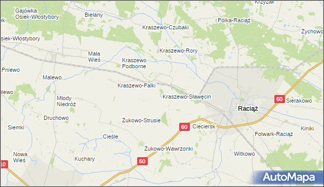mapa Kraszewo-Sławęcin, Kraszewo-Sławęcin na mapie Targeo