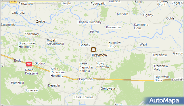 mapa Krzymów powiat koniński, Krzymów powiat koniński na mapie Targeo
