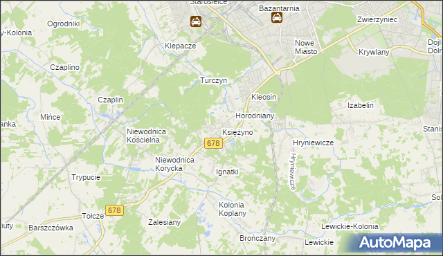 mapa Księżyno, Księżyno na mapie Targeo