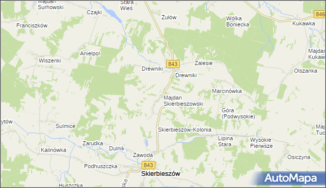 mapa Majdan Skierbieszowski, Majdan Skierbieszowski na mapie Targeo