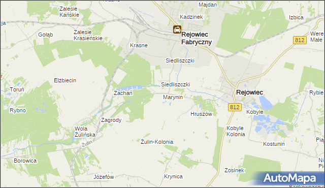 mapa Marynin gmina Rejowiec, Marynin gmina Rejowiec na mapie Targeo