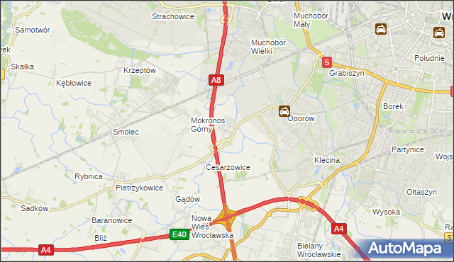 mapa Mokronos Dolny, Mokronos Dolny na mapie Targeo