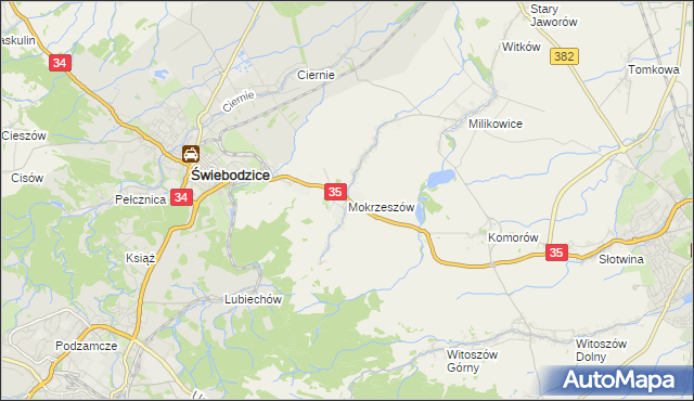 mapa Mokrzeszów, Mokrzeszów na mapie Targeo