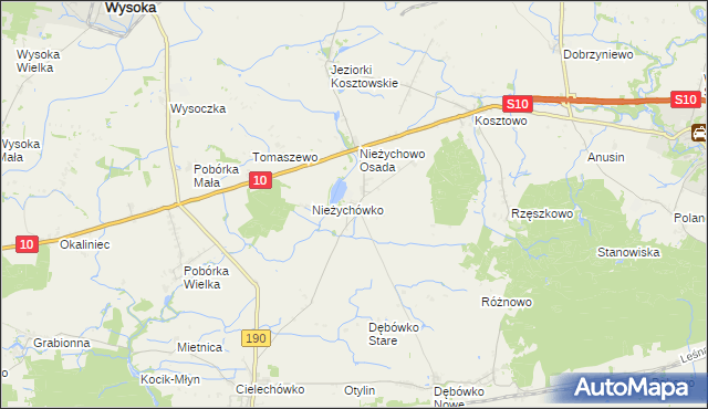 mapa Nieżychowo, Nieżychowo na mapie Targeo