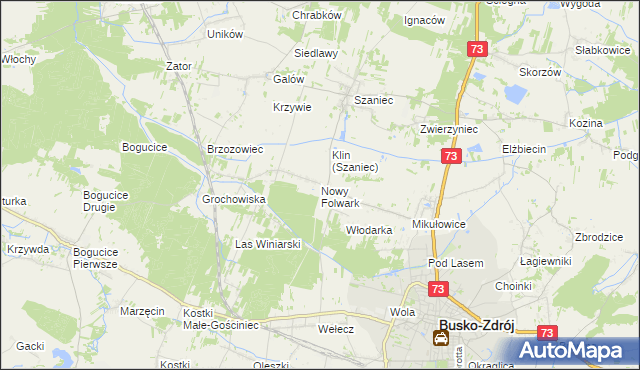 mapa Nowy Folwark gmina Busko-Zdrój, Nowy Folwark gmina Busko-Zdrój na mapie Targeo